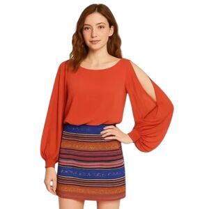 NEW Hot & Delicious Large Dress Sheer Slit Sleeves Cotton Blend Colorful Skirt